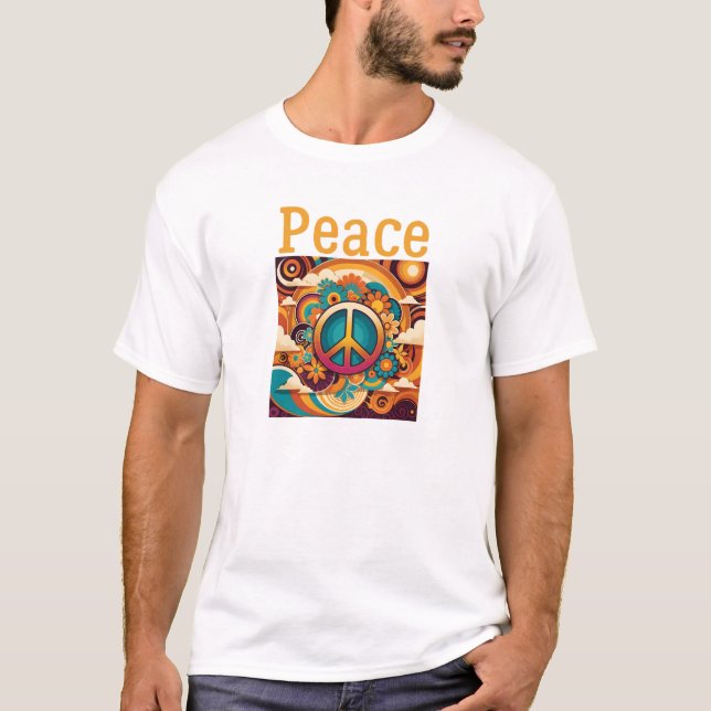 Retro Peace Graphic-Shirt T-Shirt (Vorderseite)