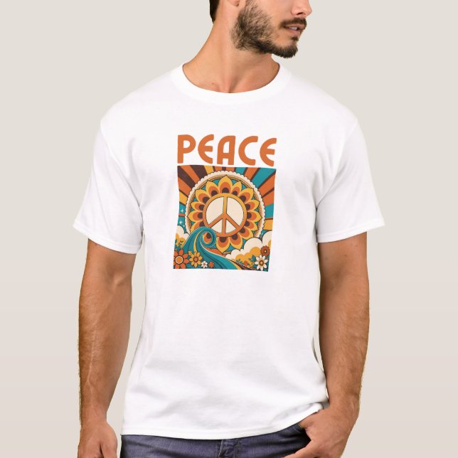 Retro Peace Graphic-Shirt T-Shirt (Vorderseite)
