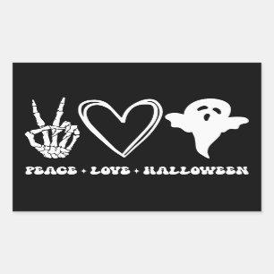 Retro Peace Liebe Halloween Rechteckiger Aufkleber