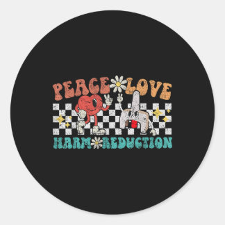 Retro Peace Liebe hemmt die Reduktion der Überdosi Runder Aufkleber