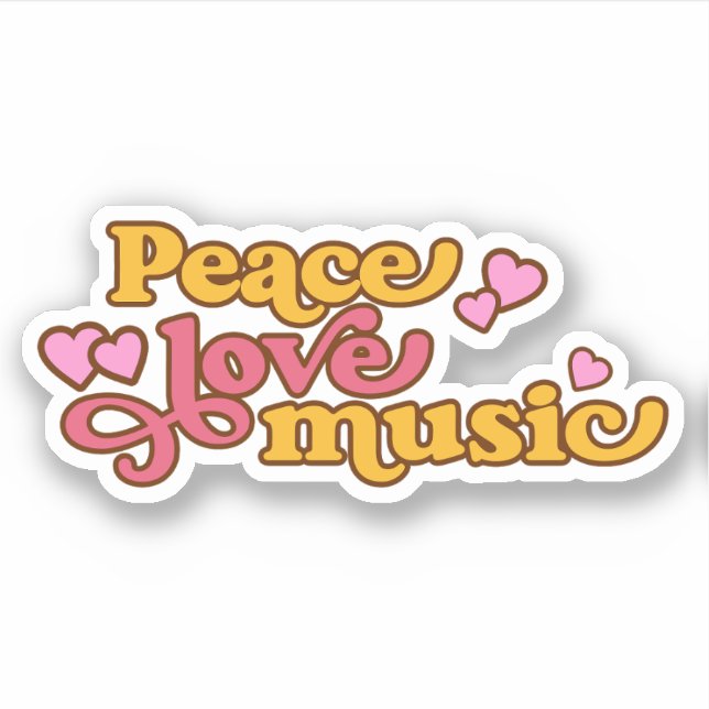 Retro Peace Liebe Music Aufkleber (Vorderseite)