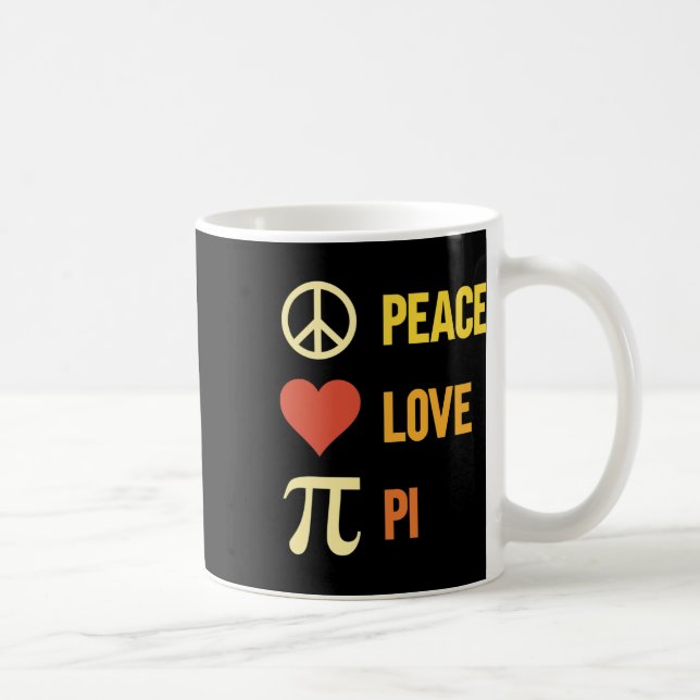 Retro Peace Liebe Pi 3.14 Happy Pi Day Math Pun Pi Kaffeetasse (Rechts)