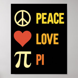 Retro Peace Liebe Pi 3.14 Happy Pi Day Math Pun Pi Poster