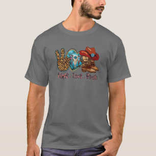 Retro Peace Liebe Rodeo Cowboy Boots and Hat Weste T-Shirt