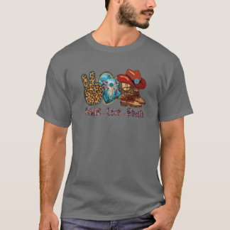 Retro Peace Liebe Rodeo Cowboy Boots and Hat Weste T-Shirt