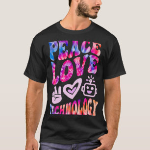 Retro PEACE LIEBE TECHNOLOGIE Vintag Computerunter T-Shirt