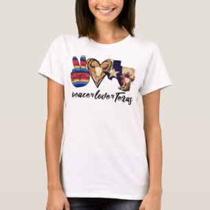 Retro Peace Liebe Texas Cowboy Boots Western Count T-Shirt