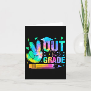 Retro Peace Out Third Grade Abschluss Gefärbte Kra Karte