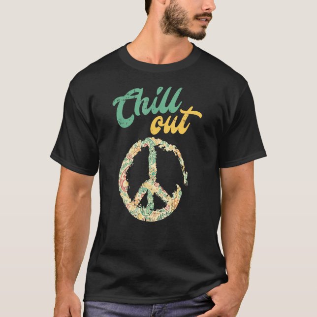 Retro Peace Sign Chill Out T-Shirt (Vorderseite)