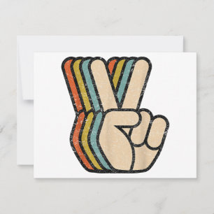 Retro Peace Sign / Fingers Vintag 60er 70er 80er C Dankeskarte