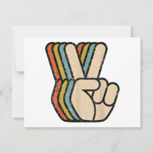 Retro Peace Sign / Fingers Vintag 60er 70er 80er C Einladung