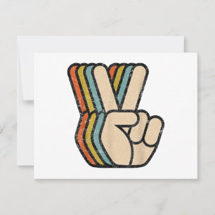 Retro Peace Sign / Fingers Vintag 60er 70er 80er C Feiertagskarte