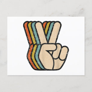 Retro Peace Sign / Fingers Vintag 60er 70er 80er C Feiertagspostkarte
