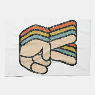 Retro Peace Sign / Fingers Vintag 60er 70er 80er C Geschirrtuch
