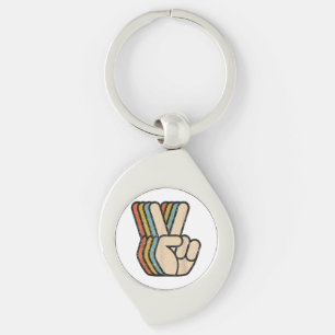 Retro Peace Sign / Fingers Vintag 60er 70er 80er C Schlüsselanhänger