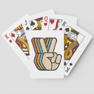 Retro Peace Sign / Fingers Vintag 60er 70er 80er C Spielkarten