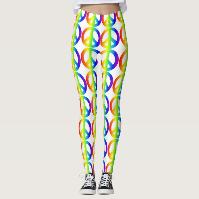 Retro Peace Sign Neon Leggings (Vorderseite)