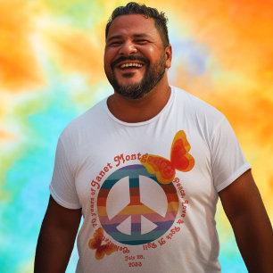 Retro Peace Sign Psychedelic Butterfly Geburtstag T-Shirt