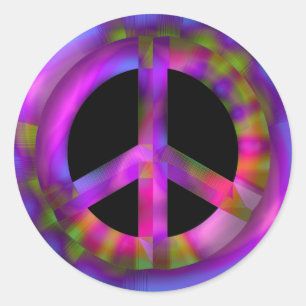 RETRO PEACE SIGN RUNDER AUFKLEBER