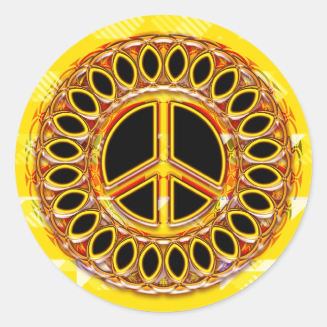 RETRO PEACE SIGN RUNDER AUFKLEBER (Vorderseite)