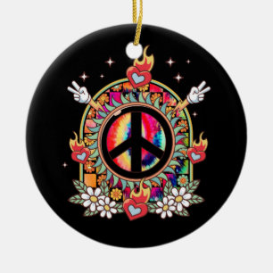 Retro Peace Sign Vintager 60er 70er Hippie Costume Keramik Ornament