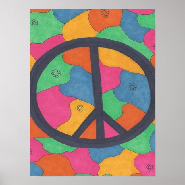 Retro Peace Symbol Art Poster (Vorne)