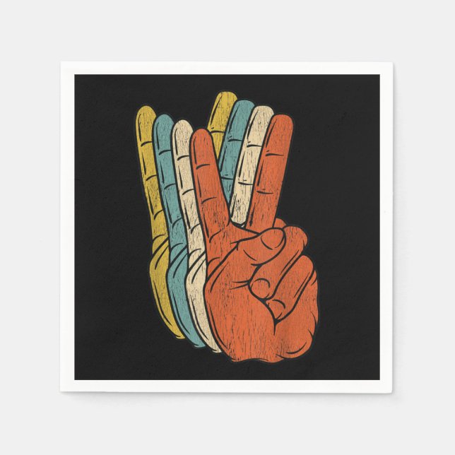 Retro Peace Vintag 60er Jahre 70er Hippie Serviette (Vorderseite)