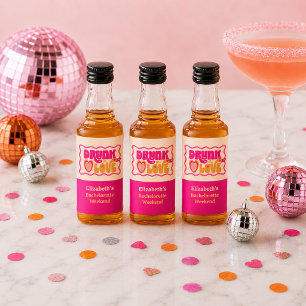 Retro Peach Betrunken in Liebe Bachelorette Wochen Alkoholflaschenetikett