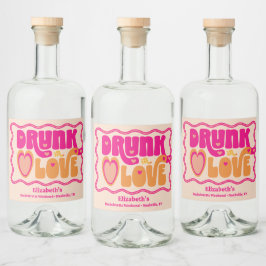 Retro Peach Drunk in Love Bachelorette Weekend Alkoholflaschenetikett