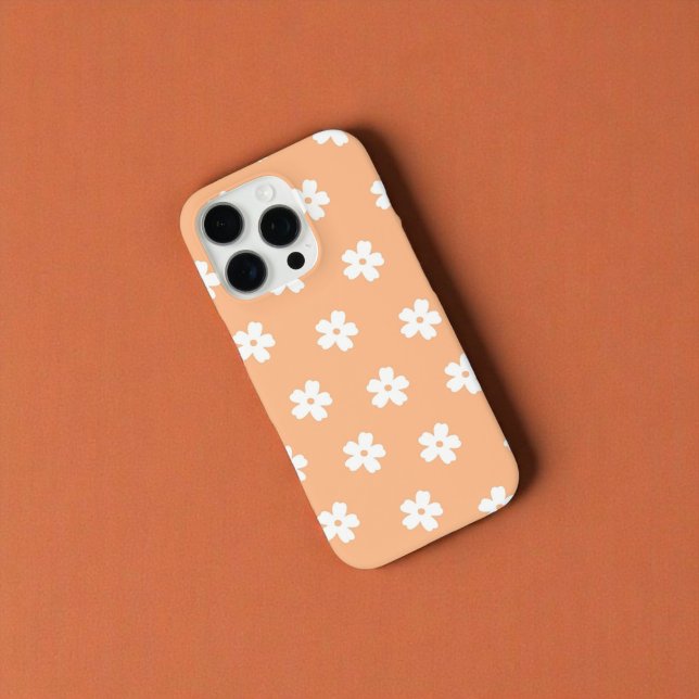 Retro Peach floral Whimsical Preppy Hippie Spring Case-Mate iPhone Hülle (Von Creator hochgeladen)