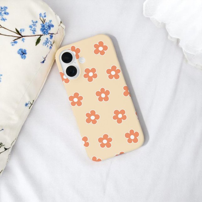 Retro Peach floral Whimsical Preppy Hippie Spring Case-Mate iPhone Hülle (Von Creator hochgeladen)