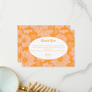 Retro Peach Fuzz Orange Color Blume Muster Dankeskarte