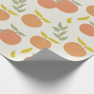 Retro Peach & Leaf Muster Geschenkpapier