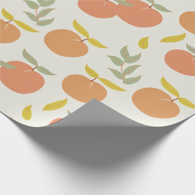 Retro Peach & Leaf Muster Geschenkpapier (Ecke)
