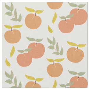 Retro Peach & Leaf Muster Stoff