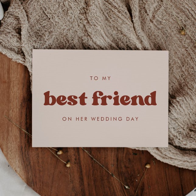 Retro peach To my best friend on her wedday Einladung (Von Creator hochgeladen)