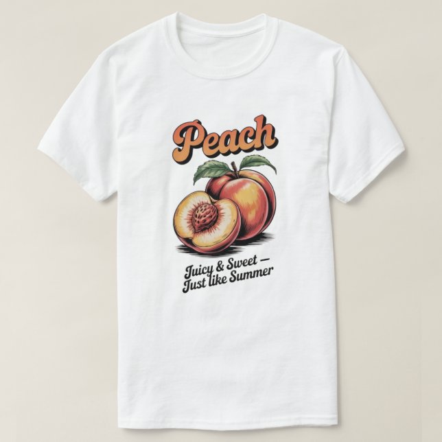 Retro Peach Vintag Fruit Illustration T-Shirt (Design vorne)