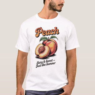 Retro Peach Vintag Fruit Illustration T-Shirt
