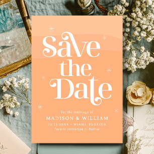Retro Peach Wedding Save the Date Einladung