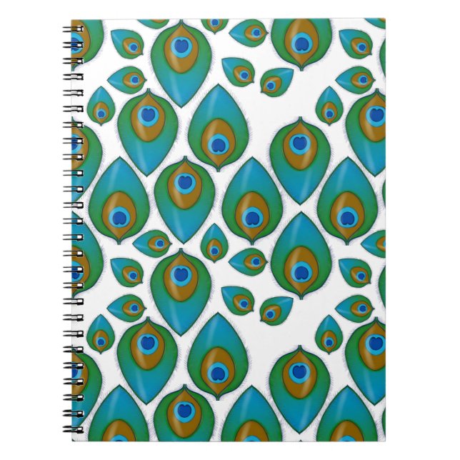 Retro Peacock Muster Notizblock (Vorderseite)