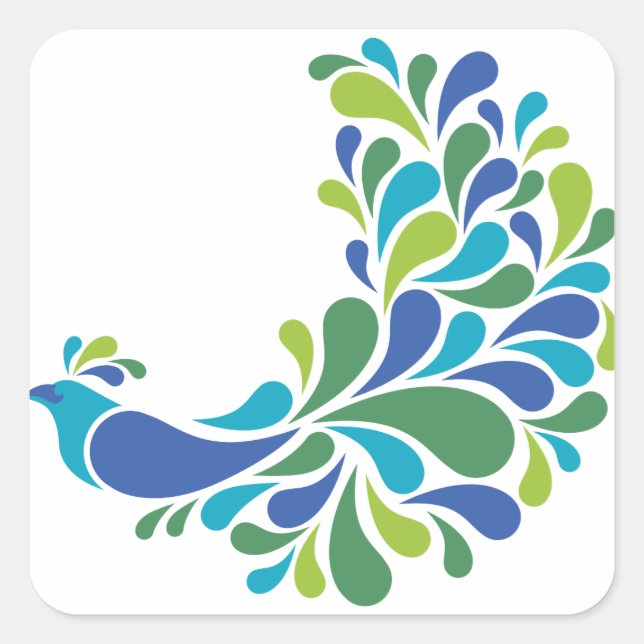 Retro Peacock Quadratischer Aufkleber (Vorderseite)