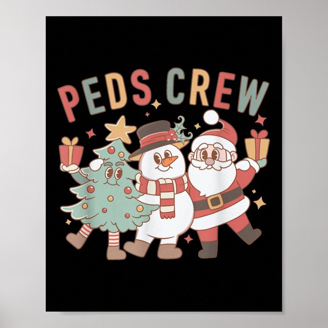 Retro Peds Crew Christmas Pediatric Nurse Nursing  Poster (Vorne)