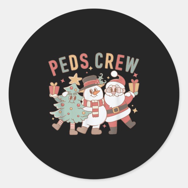Retro Peds Crew Christmas Pediatric Nurse Nursing  Runder Aufkleber (Vorderseite)