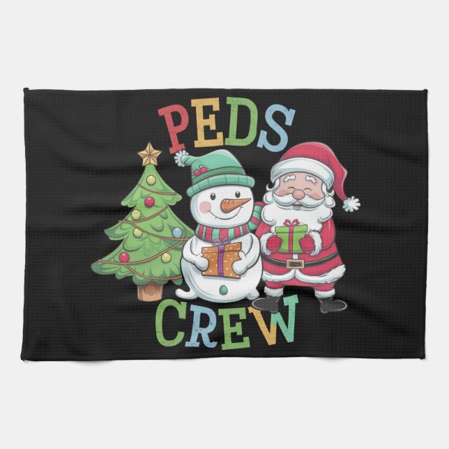 Retro Peds Crew Weihnachten Kinderkrankenpflege Ki Geschirrtuch (Horizontal)