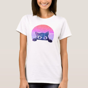 Retro Peeking Niedliche Katze T-Shirt