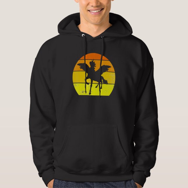 Retro Pegasus Vintag Pegasus Silhouette Tier Hoodie (Vorderseite)