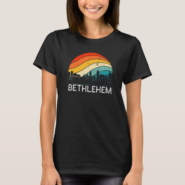 Retro Pennsylvania Bethlehem Skyline Vintage Urban T-Shirt (Vorderseite)