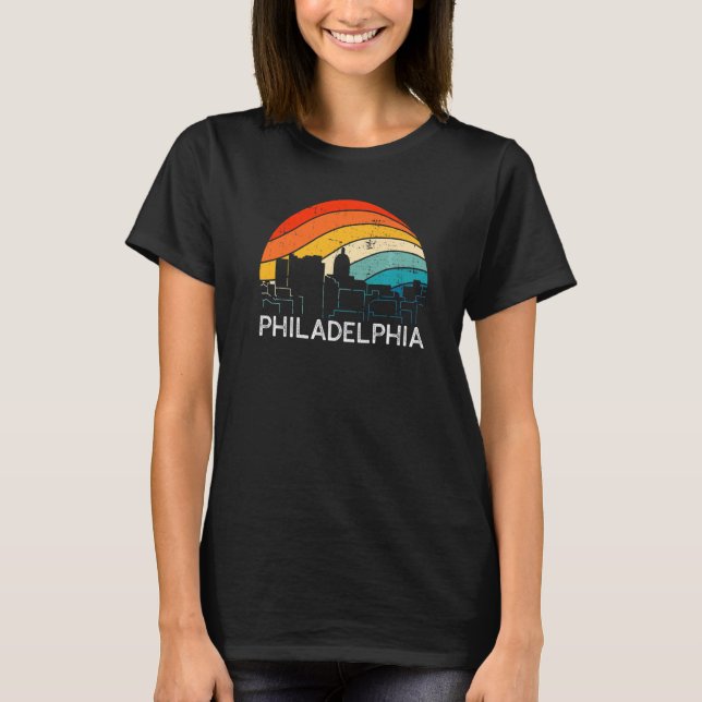Retro Pennsylvania Philadelphia Skyline Vintage Ur T-Shirt (Vorderseite)