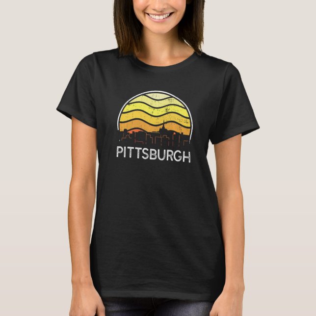 Retro Pennsylvania Pittsburgh Besucher Skyline Vin T-Shirt (Vorderseite)