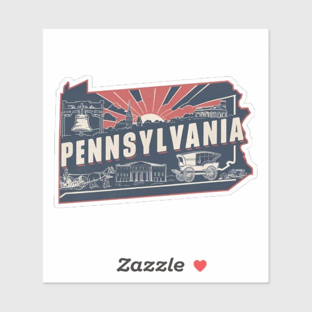 Retro Pennsylvania Staat Car Sticker (Blatt)